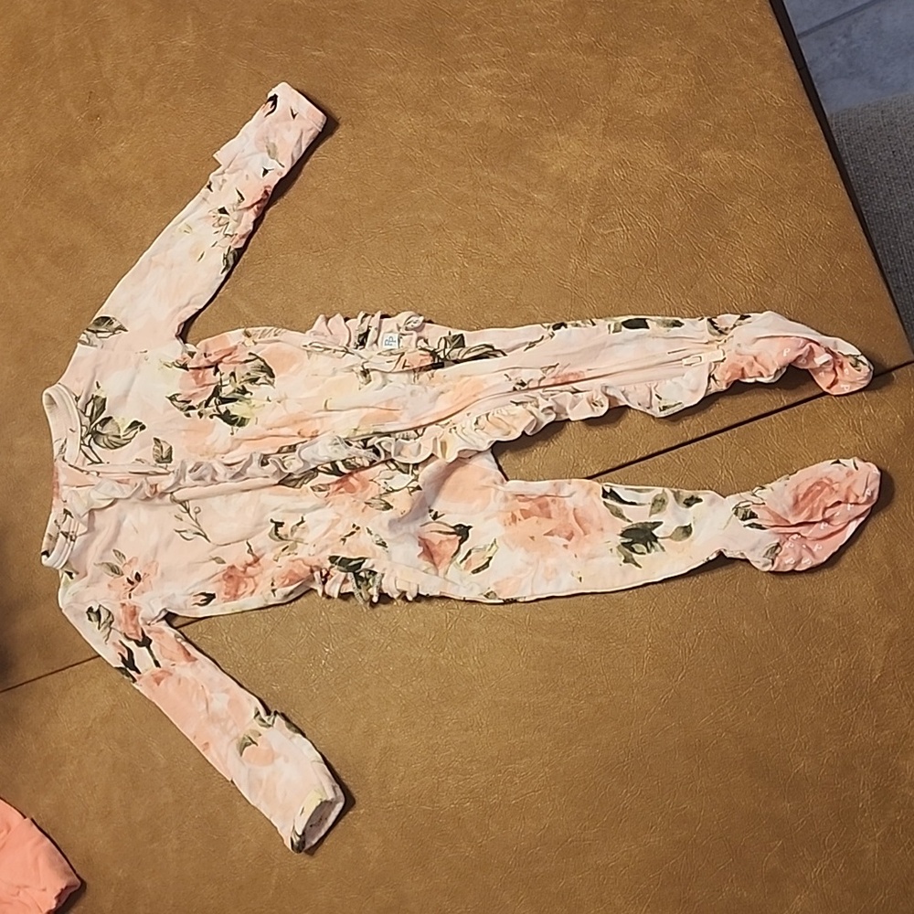 Posh Peanut | Onesie | 0-3 Months | Pink Floral Ruffle
